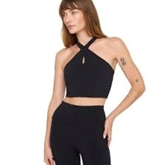NWT Spiritual Gangster Jules Cross Neck Crop Tank, Black - L - Picture 1 of 7